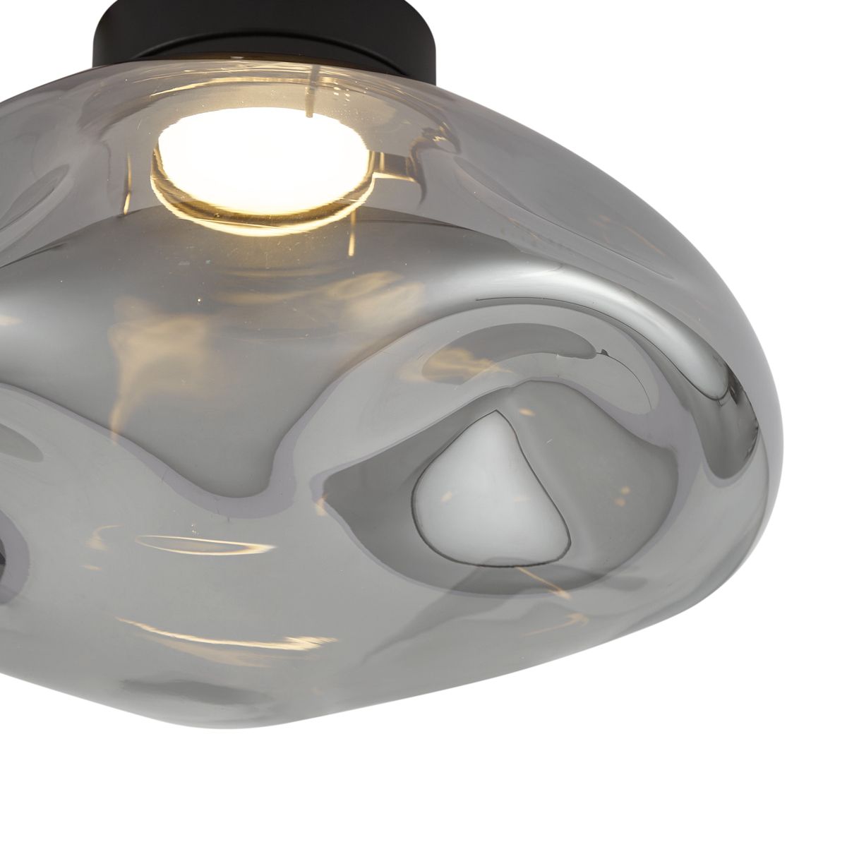 Design plafondlamp zwart met smoke glas - Gemma