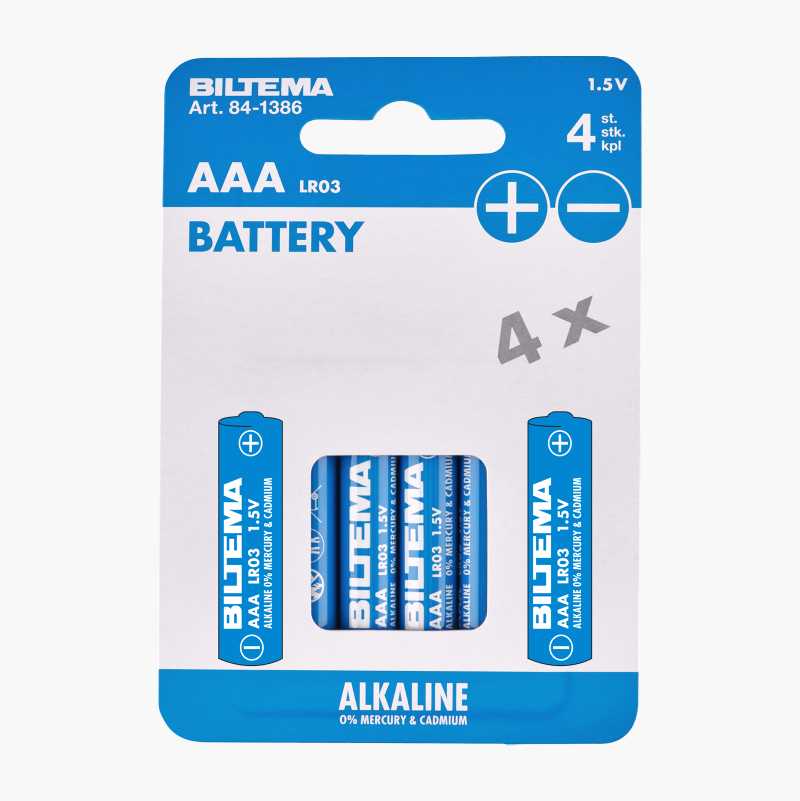 AAA/LR03 Alkalisk batteri, 4-pk.