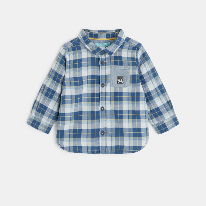 Chemise à carreaux bleue bébé garçon Bleu
