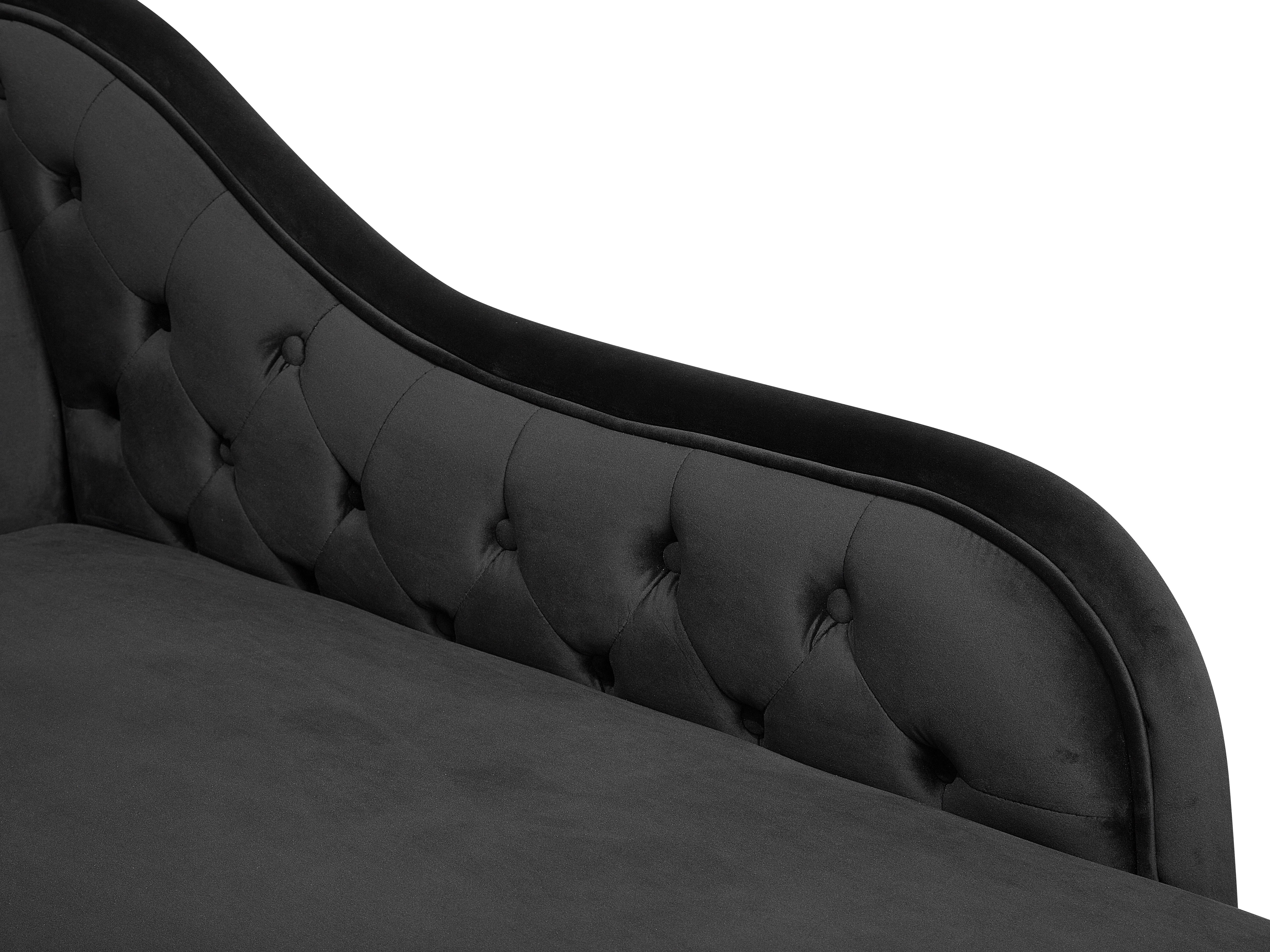 Linkszijdige chaise longue NIMES Fluweel Zwart