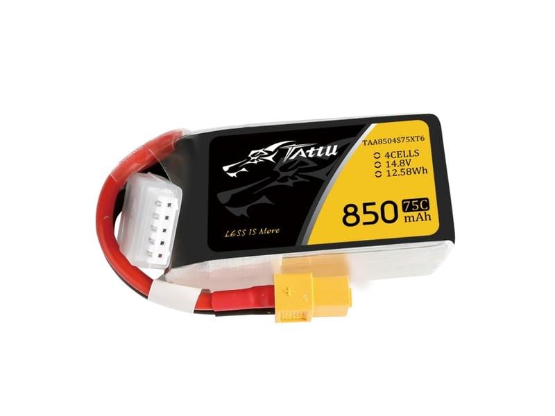 Tattu RC-Akku LiPo 850 mAh 14.8 V 75C 4S LiPo Akku für Multikopter mit XT60 Stecker