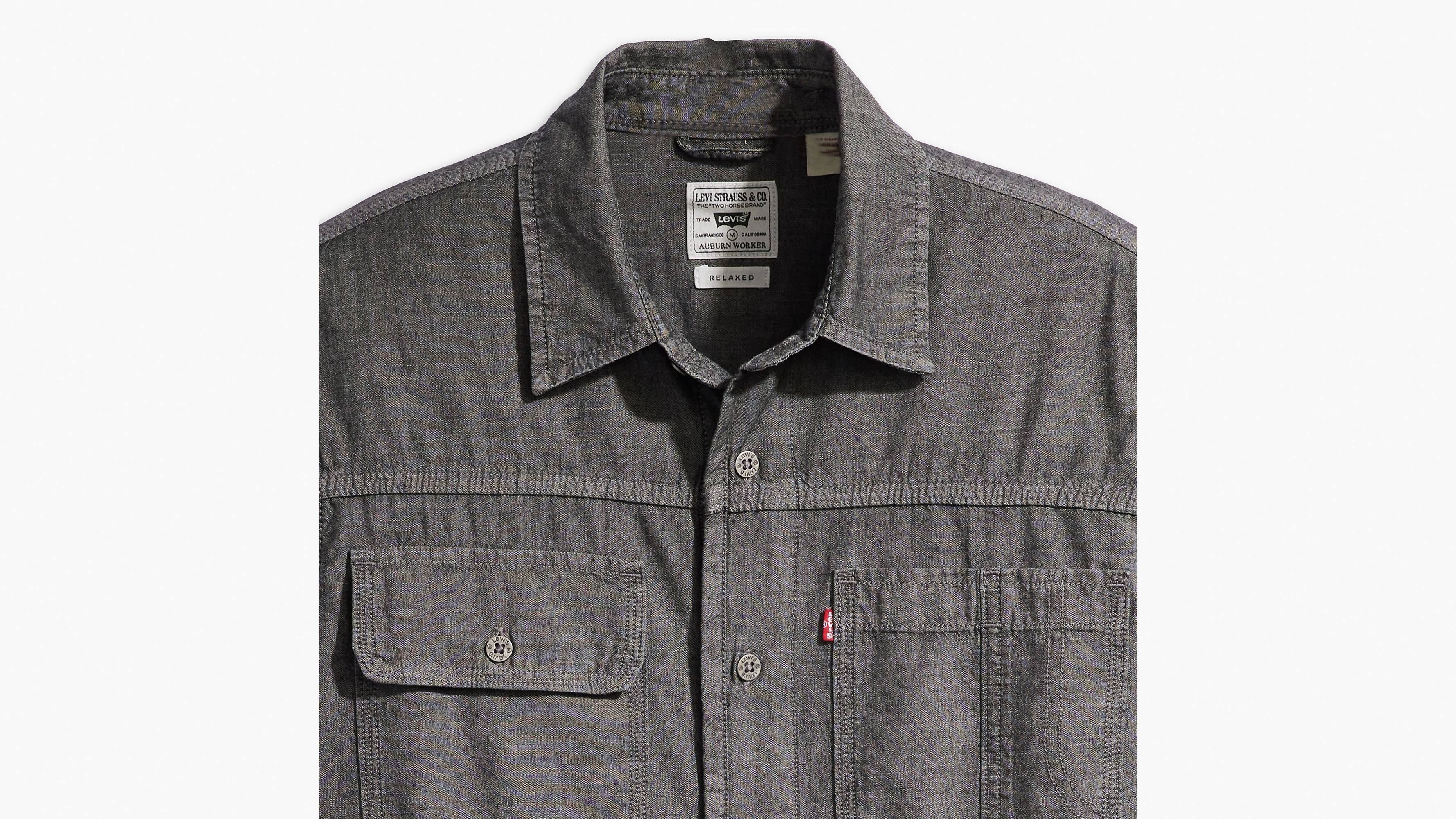Chemise Worker manches longues Auburn - Riley Black Chambray - Noir