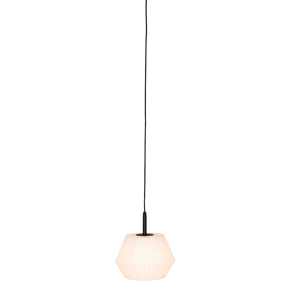 Moderne buiten hanglamp zwart met witte kap 32.9 cm IP44 - Robbert