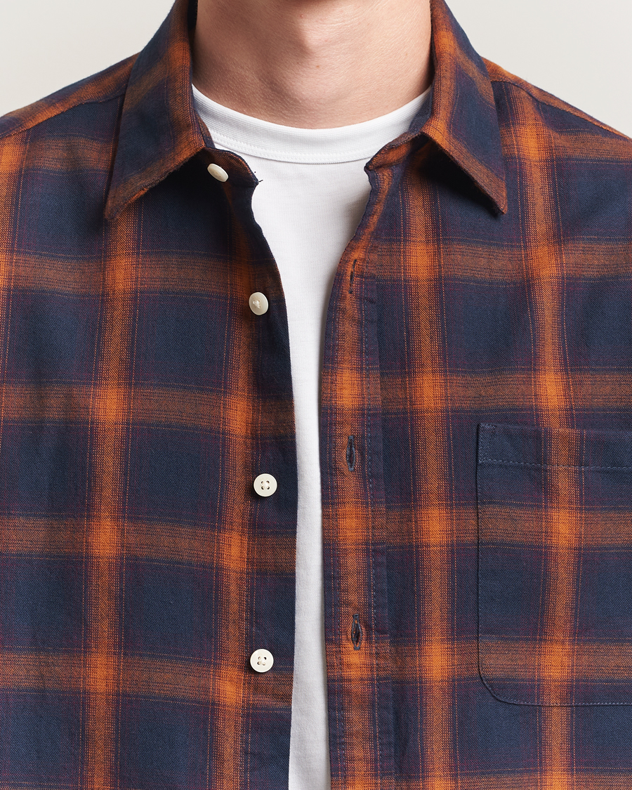 NN07 Deon Flannel Checked Shirt Navy/Orange