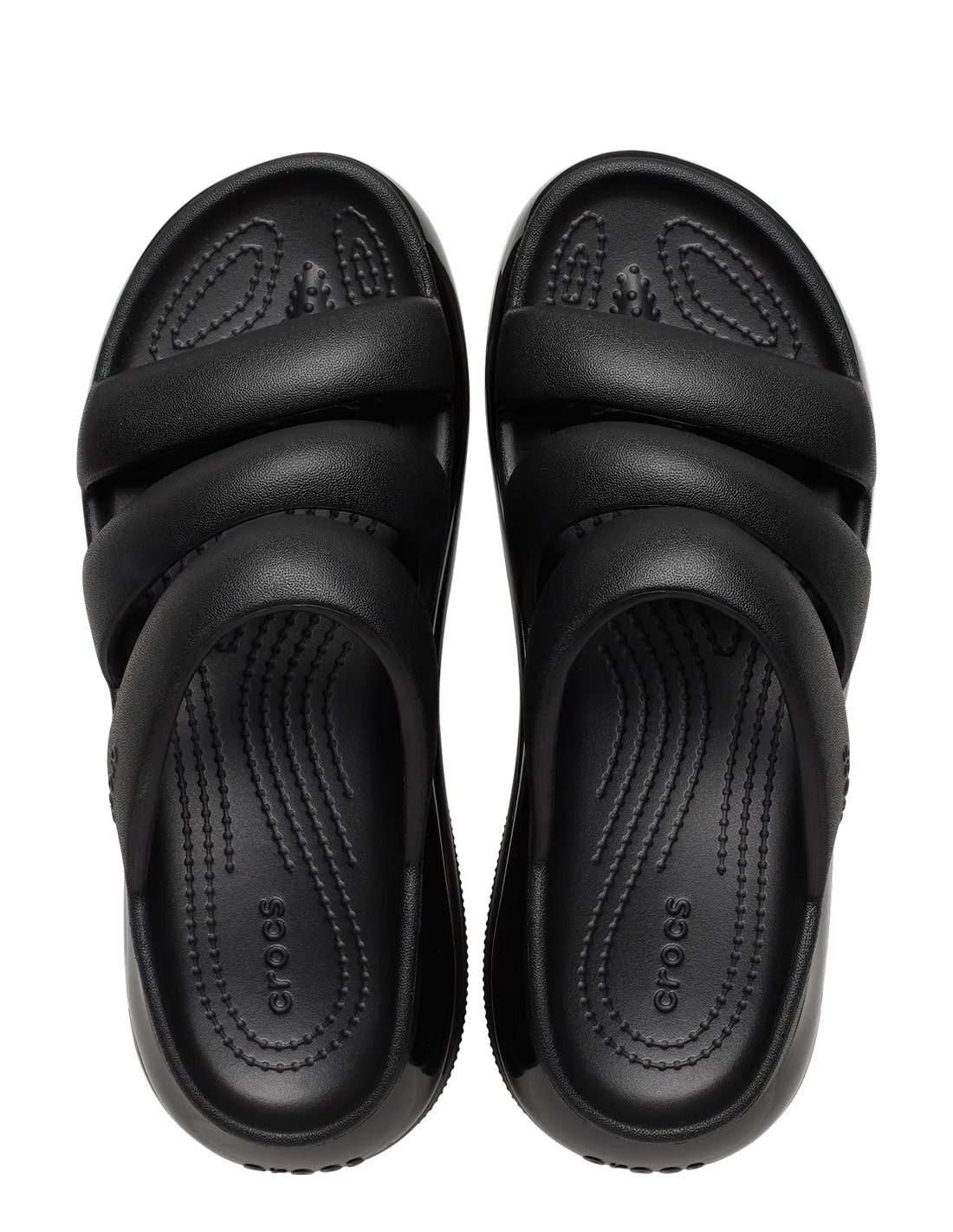 crocs Sandales Compensées mega crush triple strap blk