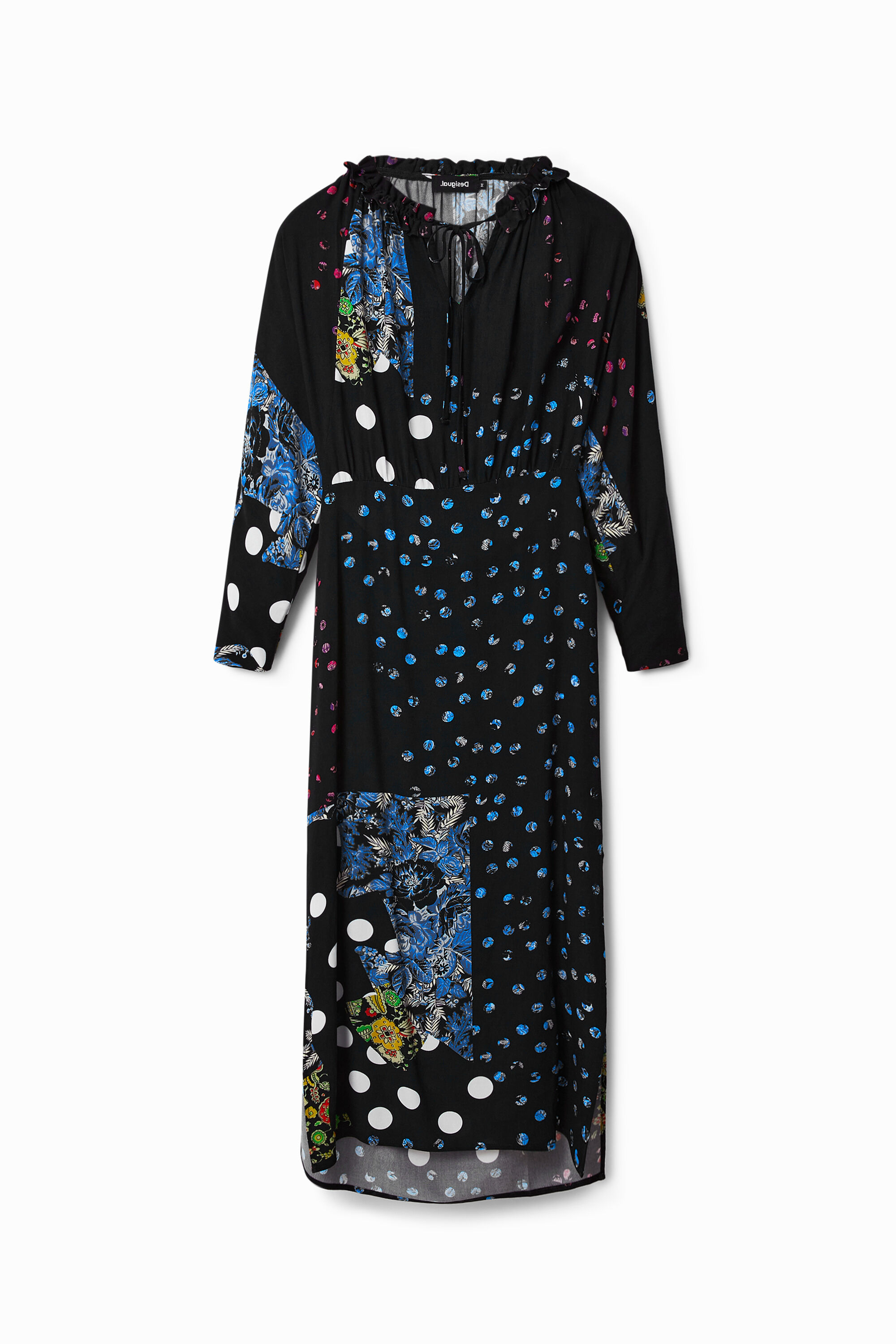 vestido midi de bolinhas