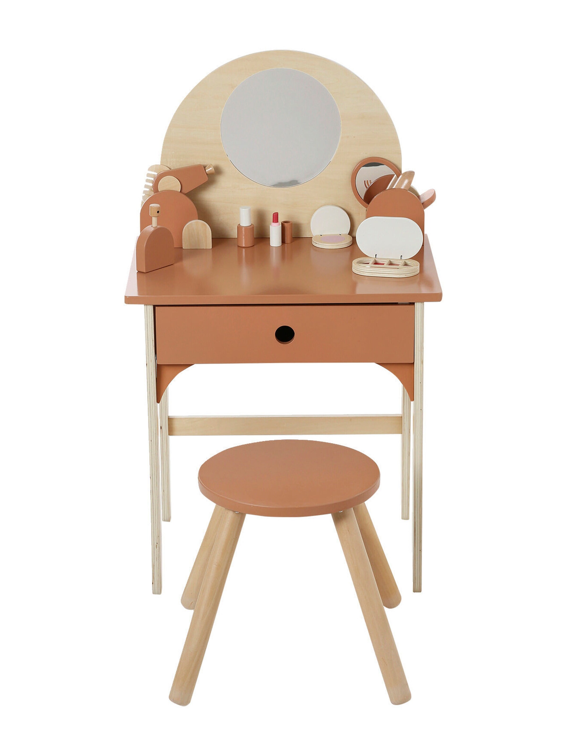 Vertbaudet Kinder Schminktisch mit Hocker & Zubehör Holz FSC® karamell