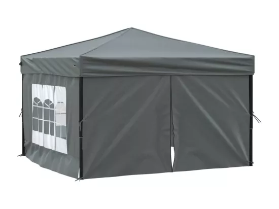 Tente de réception pliable avec parois Anthracite 3x3 m