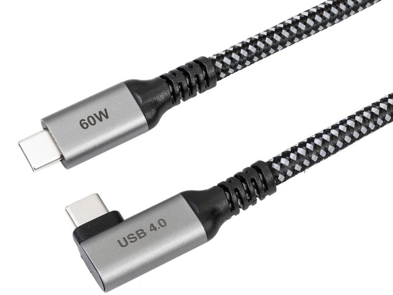 onit USB4-Kabel Pro USB C - USB C 5 m, Abgewinkelt Verbindungskabel mit rechtwinkligem Stecker an einem Ende