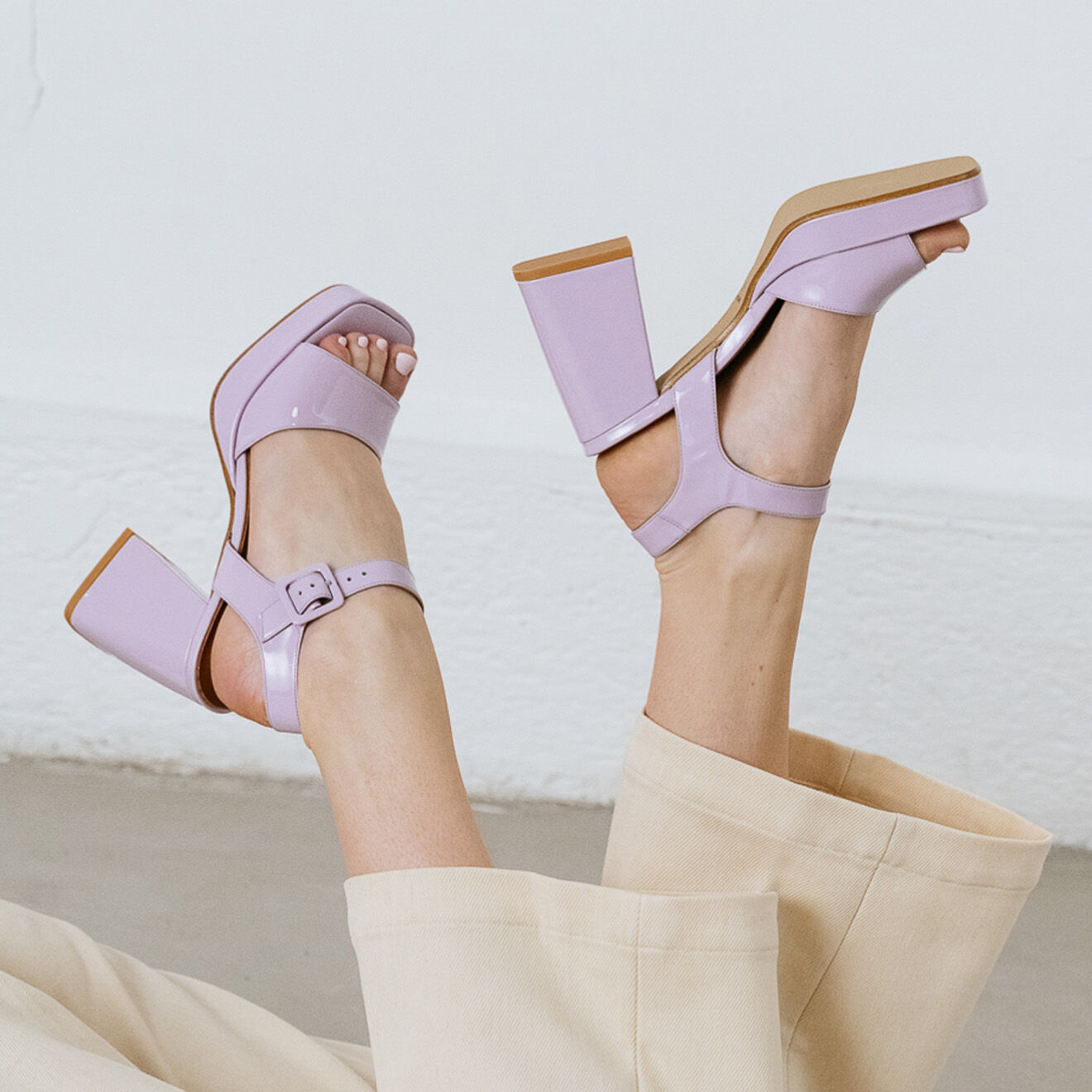 Jonak Sandales en Cuir verni Divina lilas - Talon 9 cm
