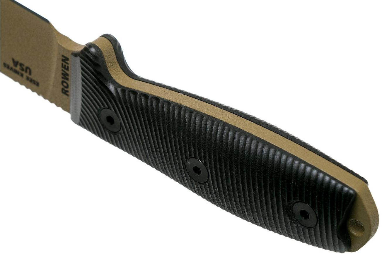 ESEE Model 4 Dark Earth Blade 3D Black G10 survivalmes 4PDE-001 zwarte schede   riemclip