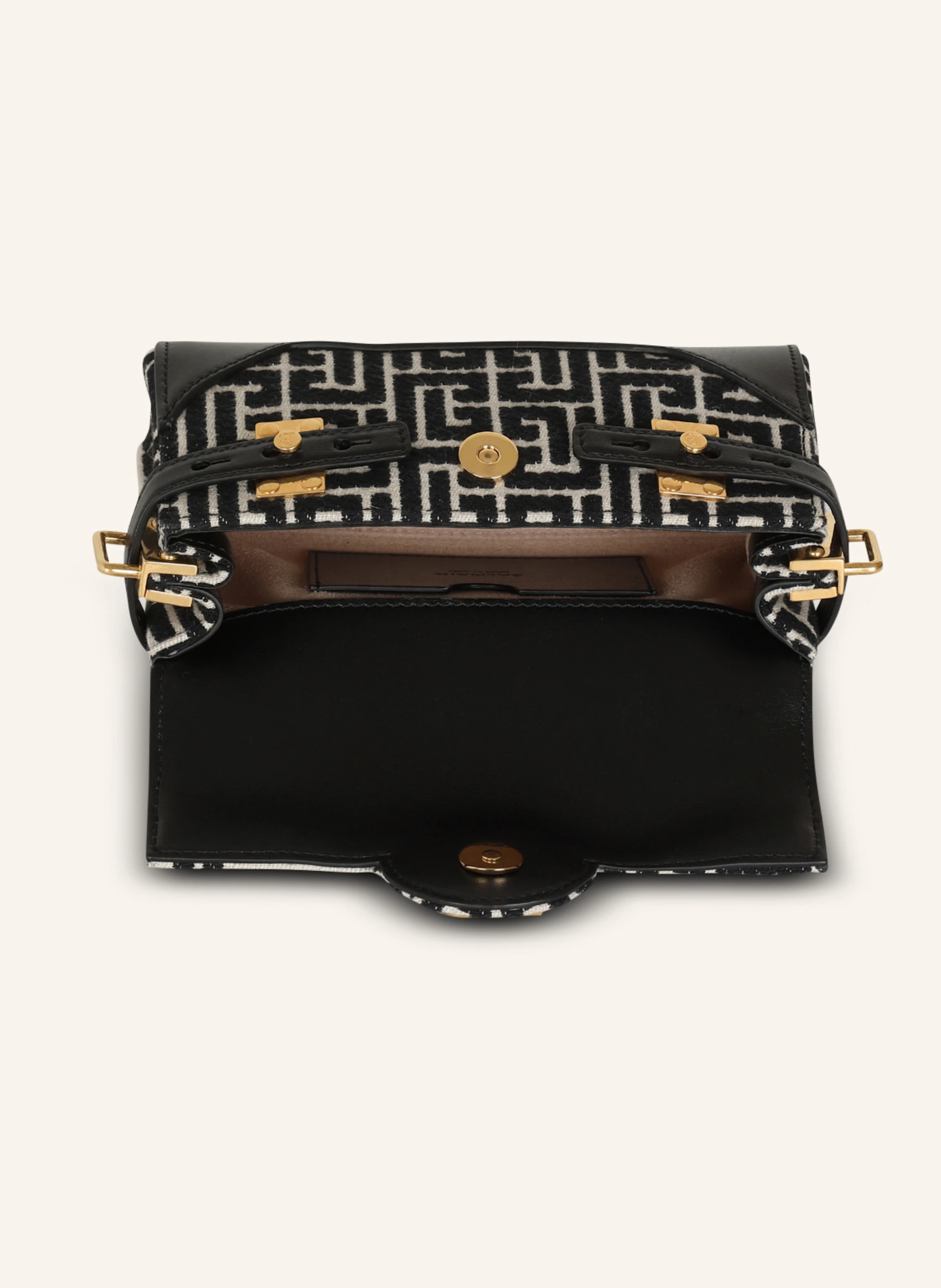 BALMAIN Tasche B-Buzz 19 aus Leder mit Jacquard-Monogramm