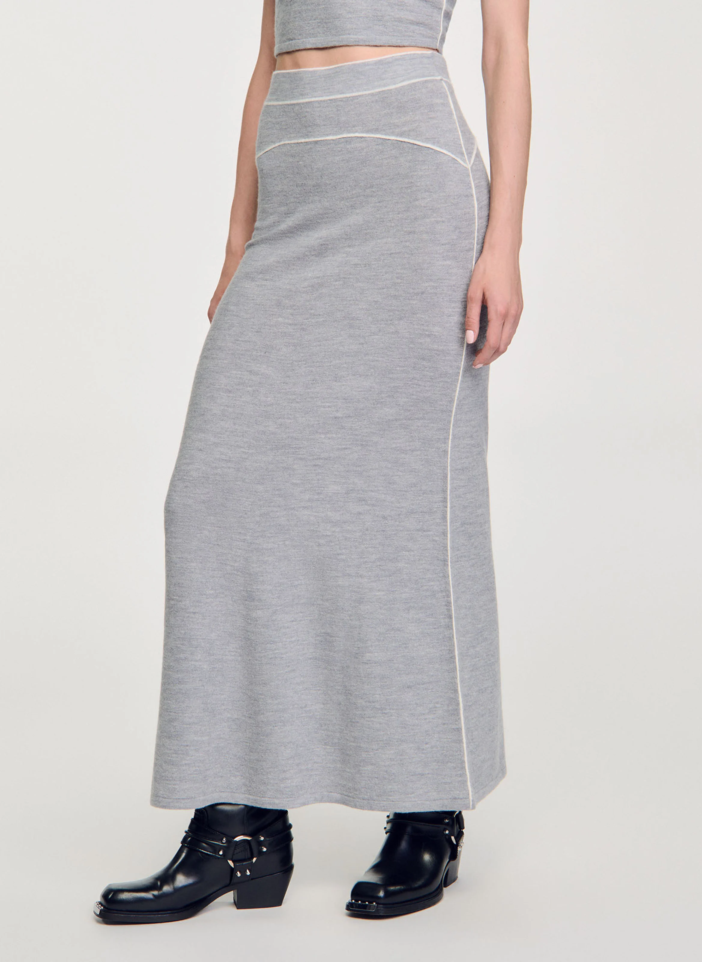 Jupe longue en laine | Gris