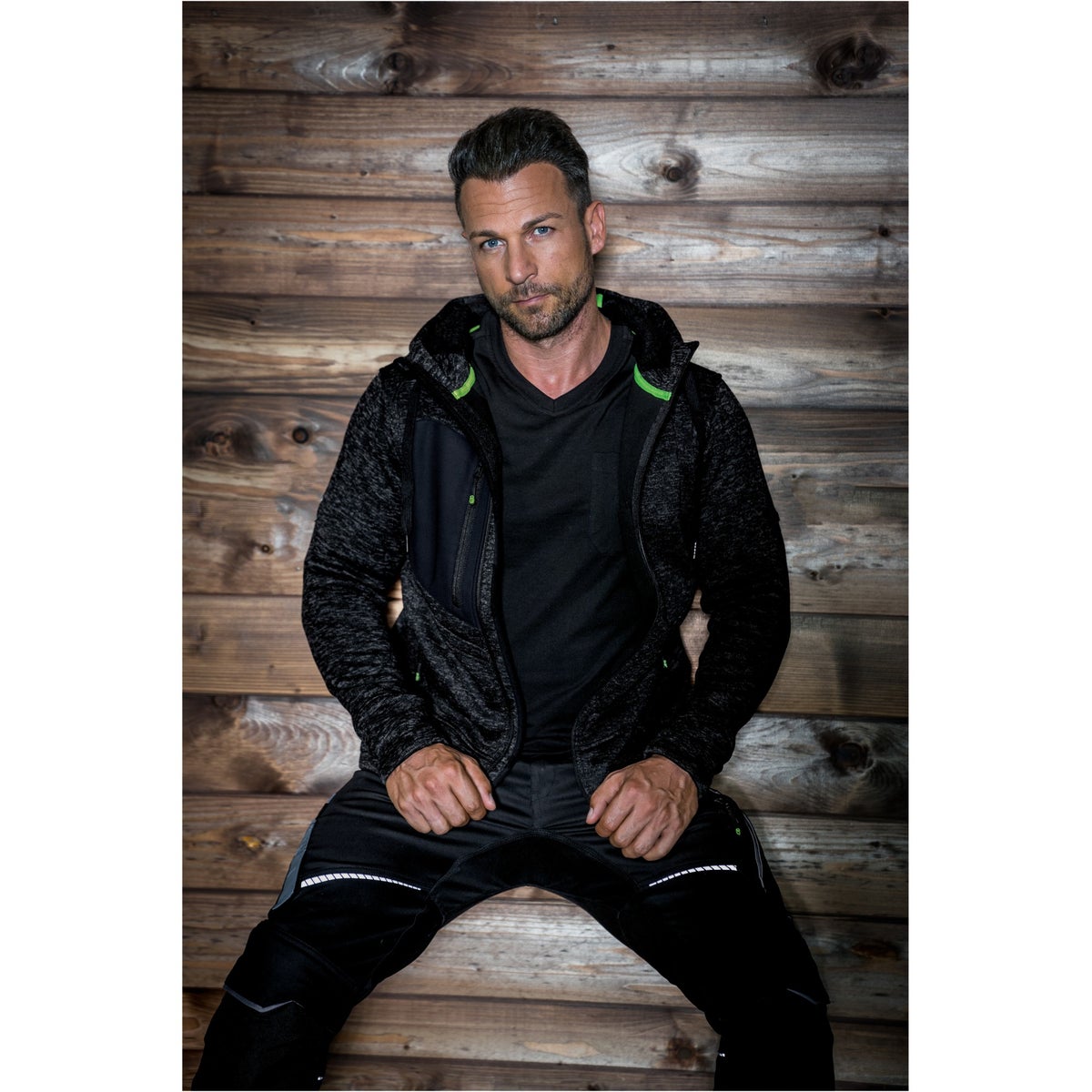 Bodyguard Fleece Cardigan Werkjas Zwart Melange Maat L Unisex