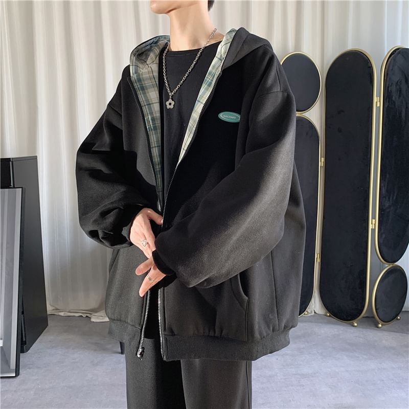 GRAYCIOUS - Omkeerbare geruite hoodie met rits