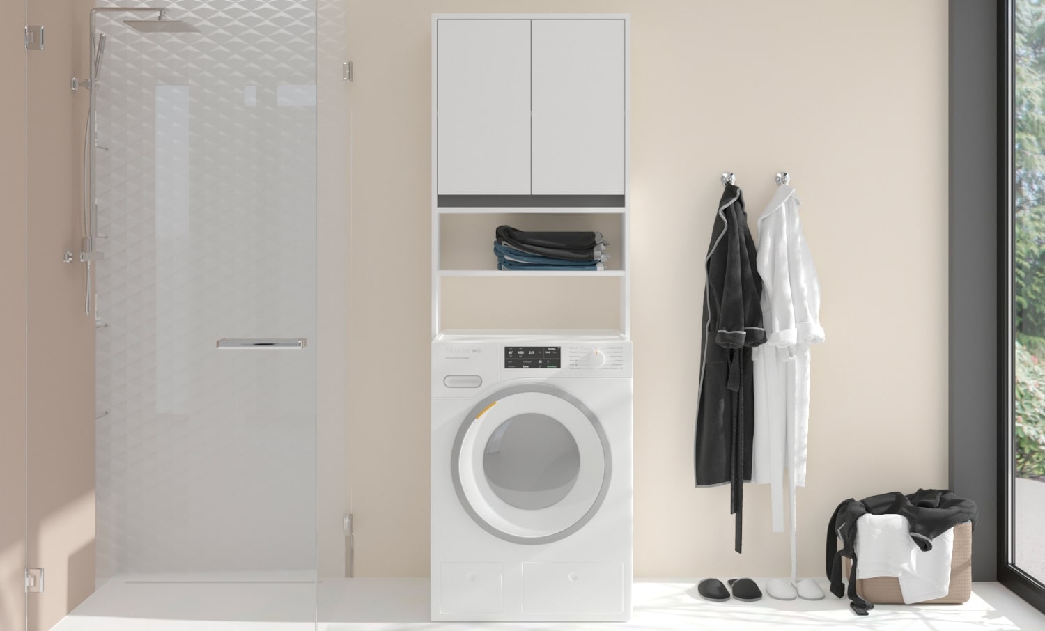 Waschmaschienenüberbau Torino weiß/grau B/H/T 65x190x25 cm