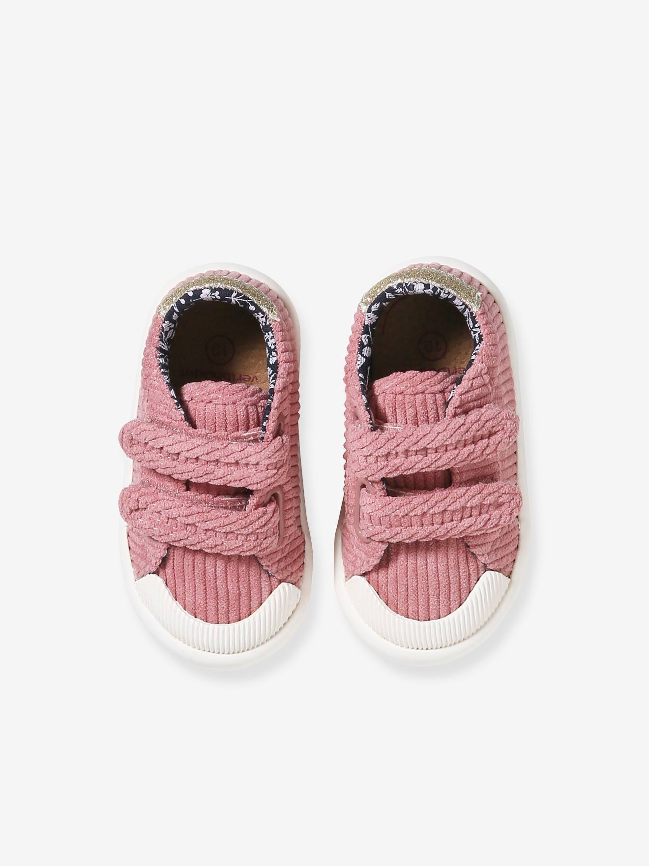 Tênis de lona infantil com fecho de velcro, rosa antigo