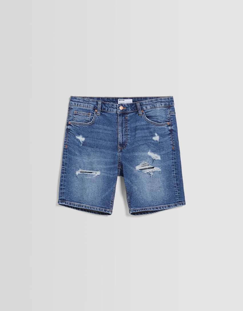 Bermuda jeans rasgada