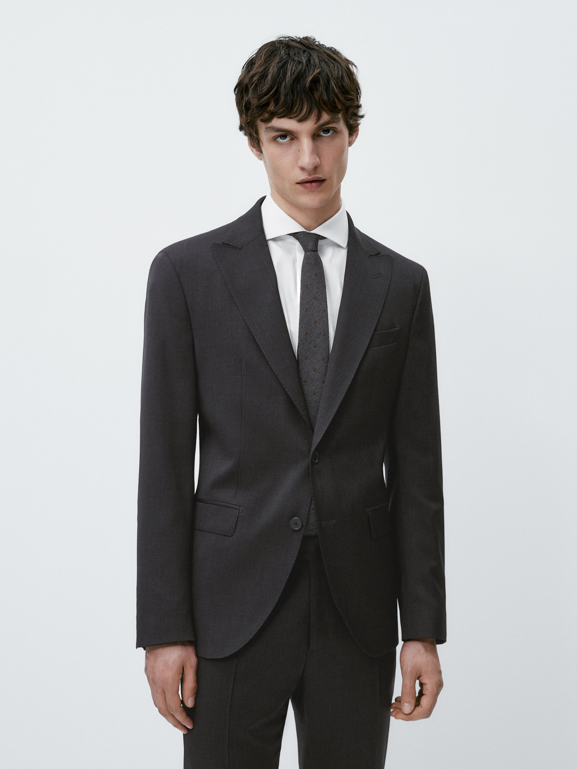 Americana traje lã meia lona gris - MARENGO