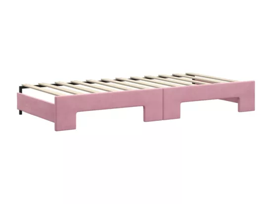 Lit de jour avec gigogne et tiroirs sans matelas rose 90x200 cm
