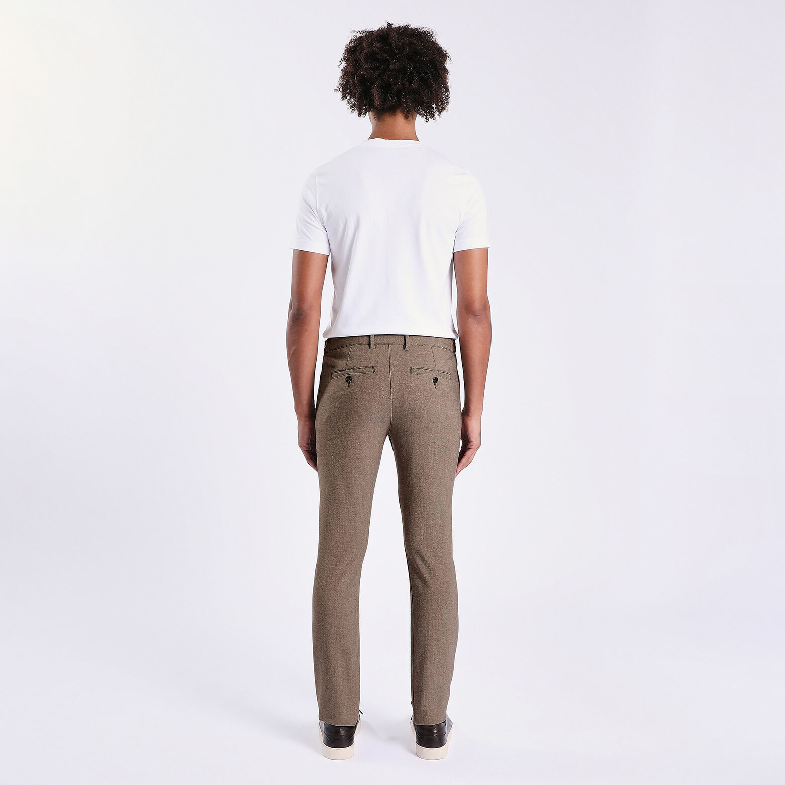Pantalon chino slim elastiqué reliefé Marron