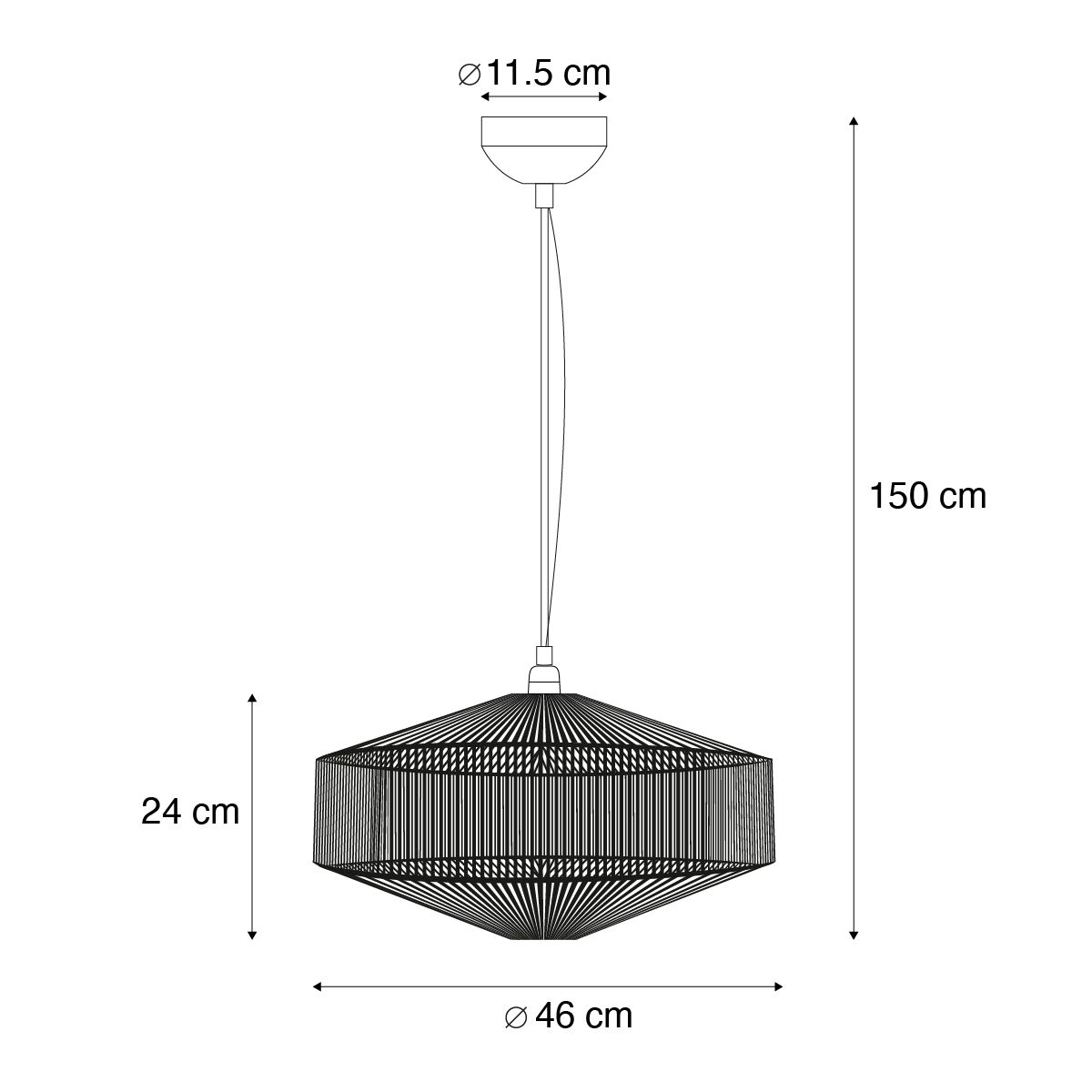 Japandi hanglamp bruin touw 46cm - Svea