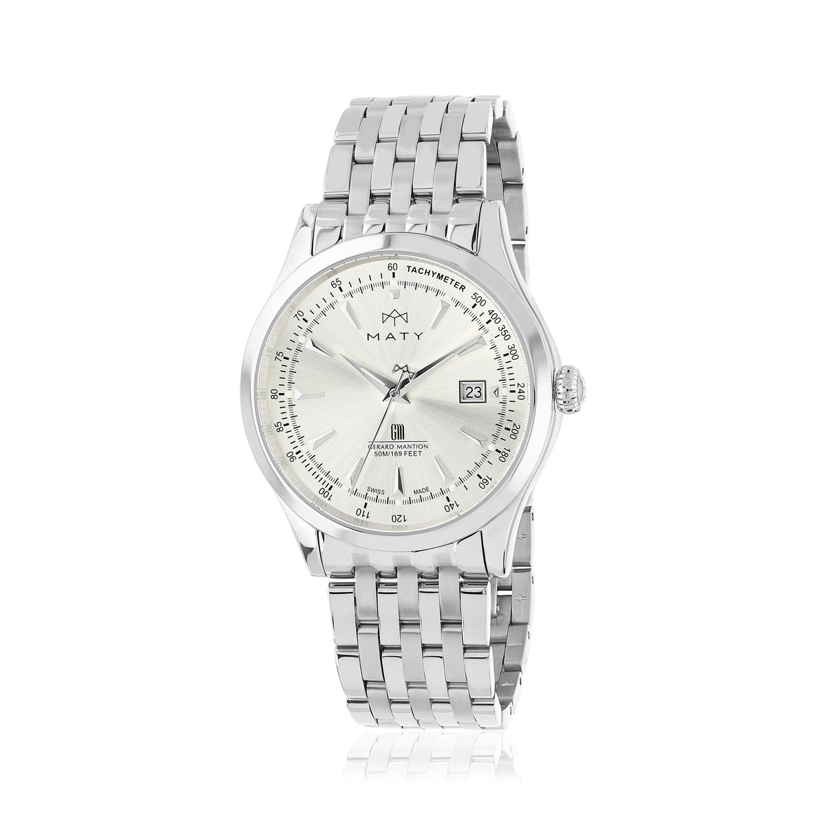 Montre MATY GM cadran gris bracelet acier