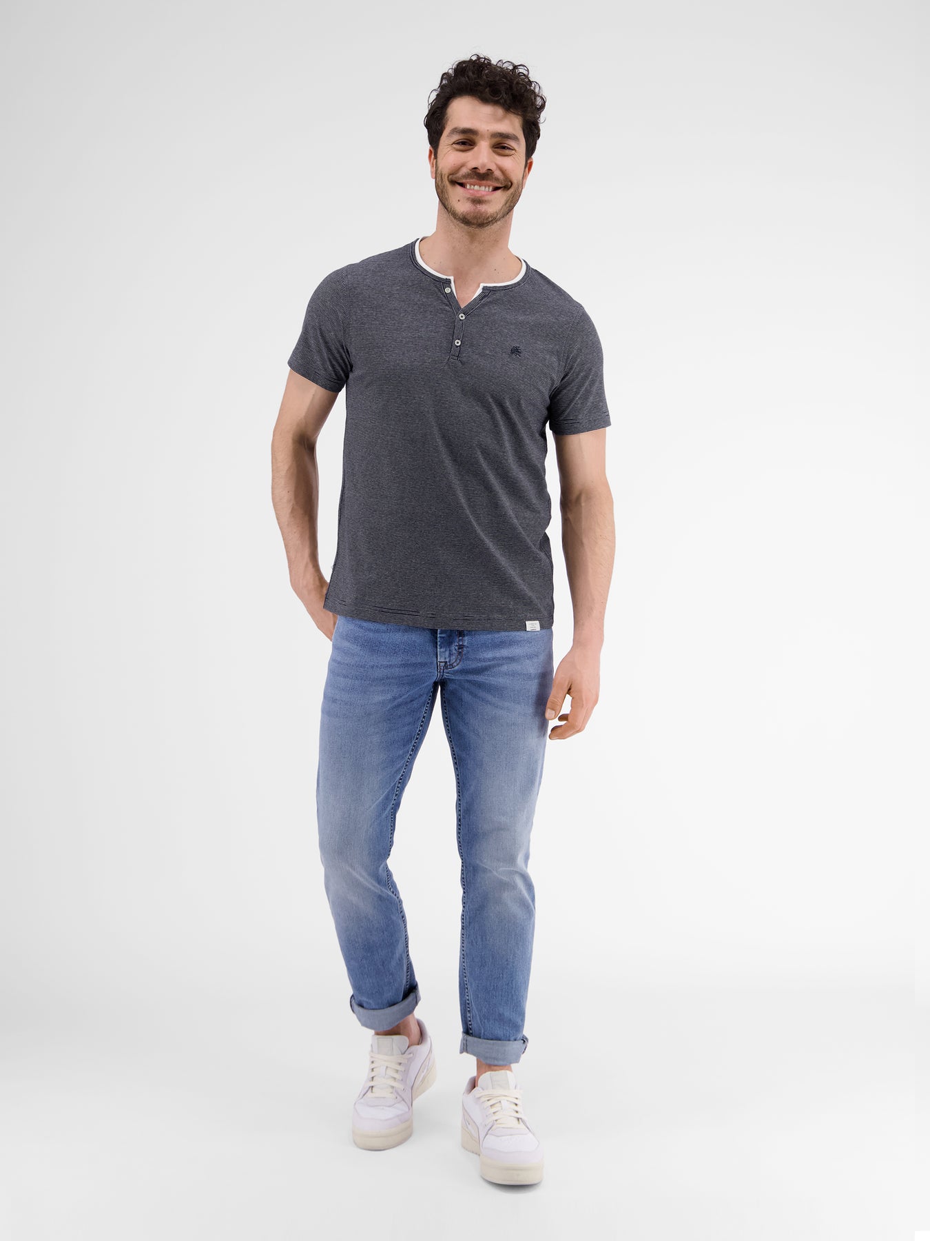 Serafino mit Finelinerstreifen, washed