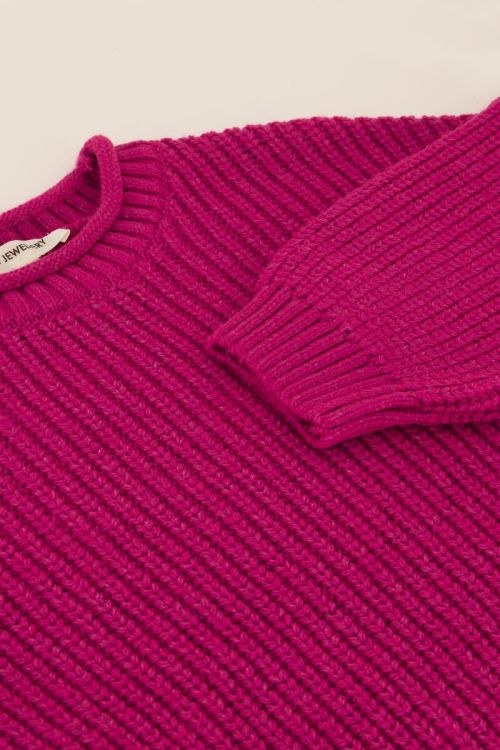 Paarse oversized trui met opstaande kraag