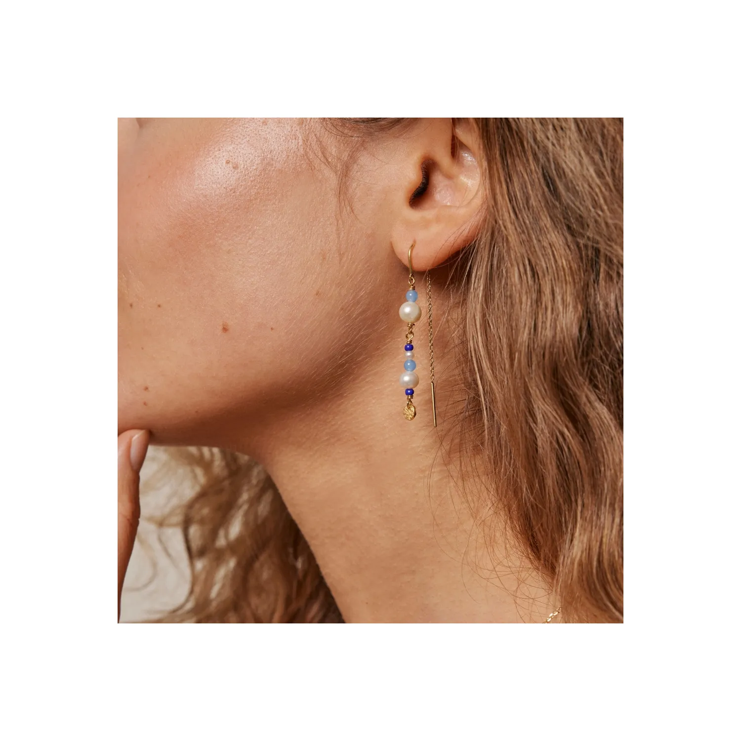 Enamel Sofia Øreringe 18 kt. Forgyldt Sølv E282G-Blue