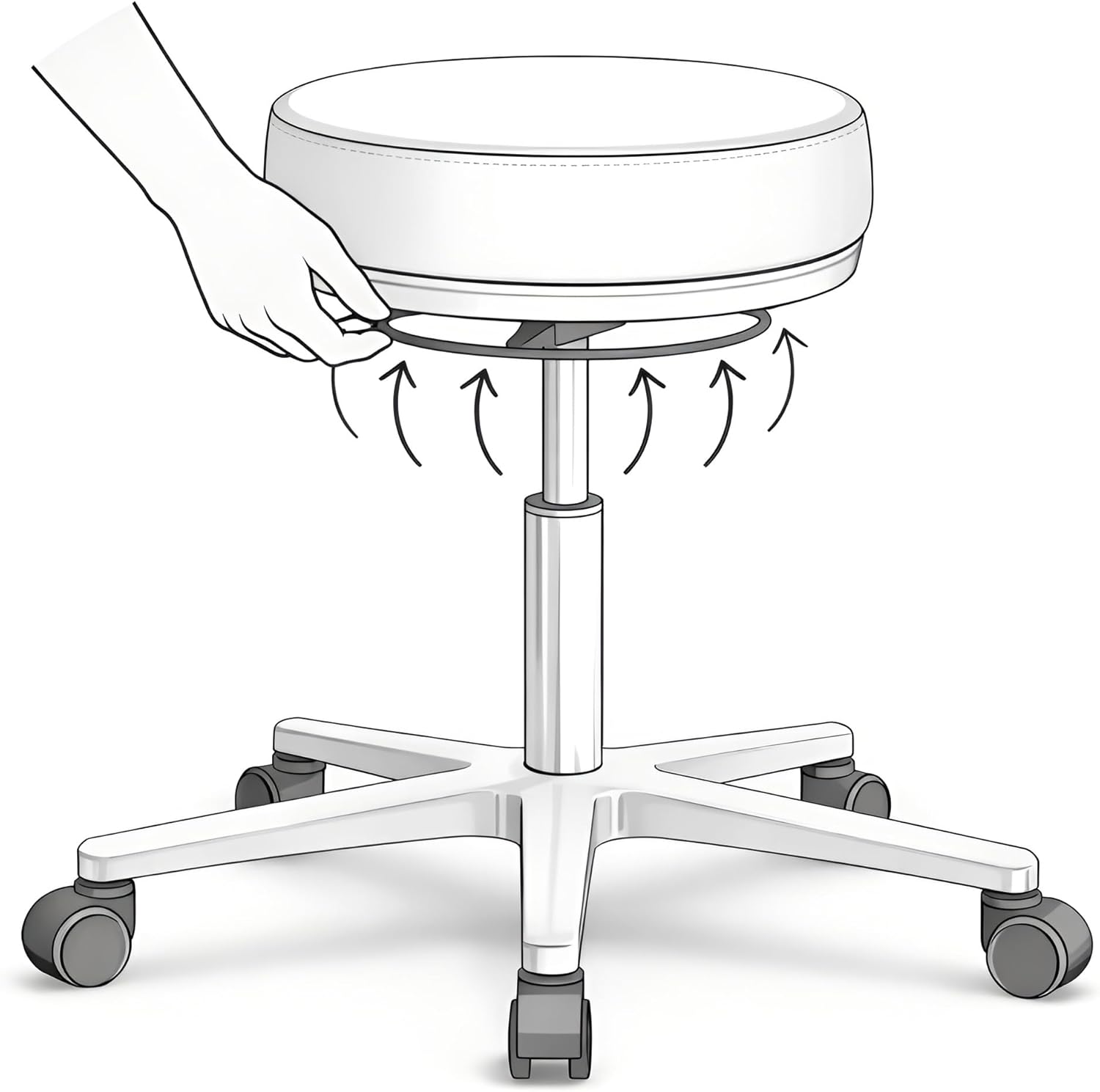 VERSEE Höhenverstellbarer Arbeitshocker LIBER aus Echt-Leder - Blau - Komfortable Polsterung - Belastbar bis 150kg - Ideal für Büro und Praxis