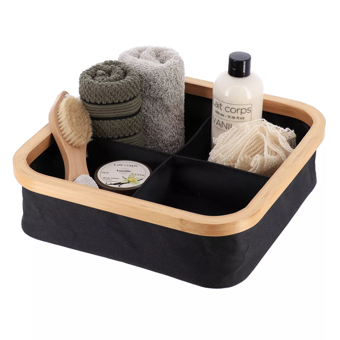 Organisateur carré pliable 4 compartiments (L30 x H10 cm) Purebamboo Noir