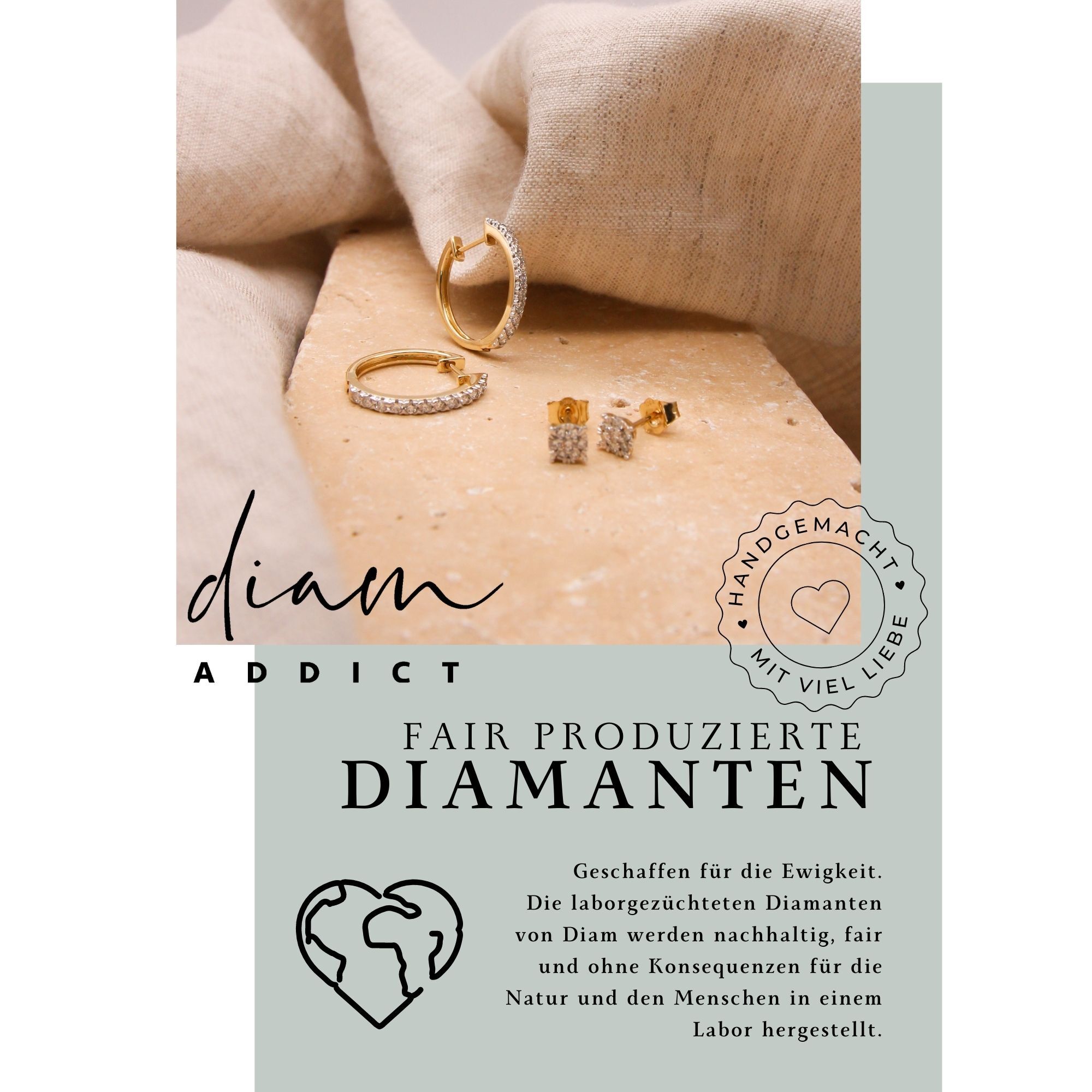 Diam Addict Ohrringe 585 Gelbgold mit im Labor gezüchteten Diamant