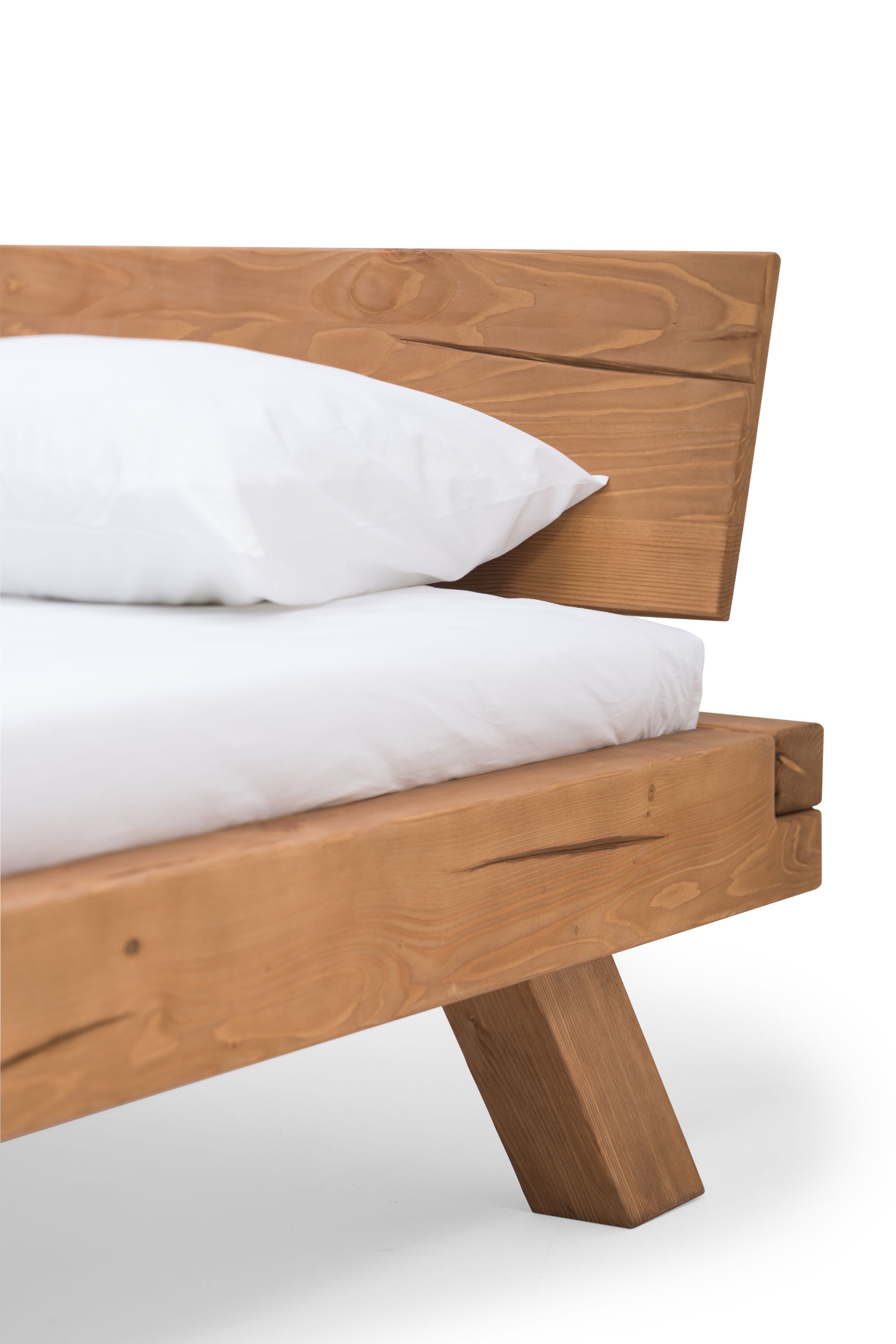 Balkenbett 160 x 200cm Massivholz Bettgestell Doppelbett Ehebett Bettrahmen