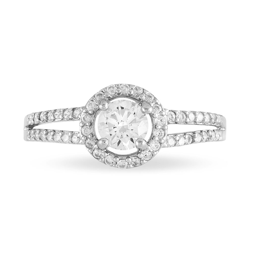 Bague Solitaire Titemae Argent Blanc Oxyde De Zirconium
