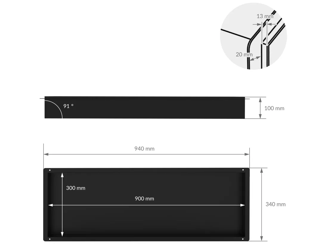Niche murale de douche Tablette de douche en acier inoxydable Étagère de douche