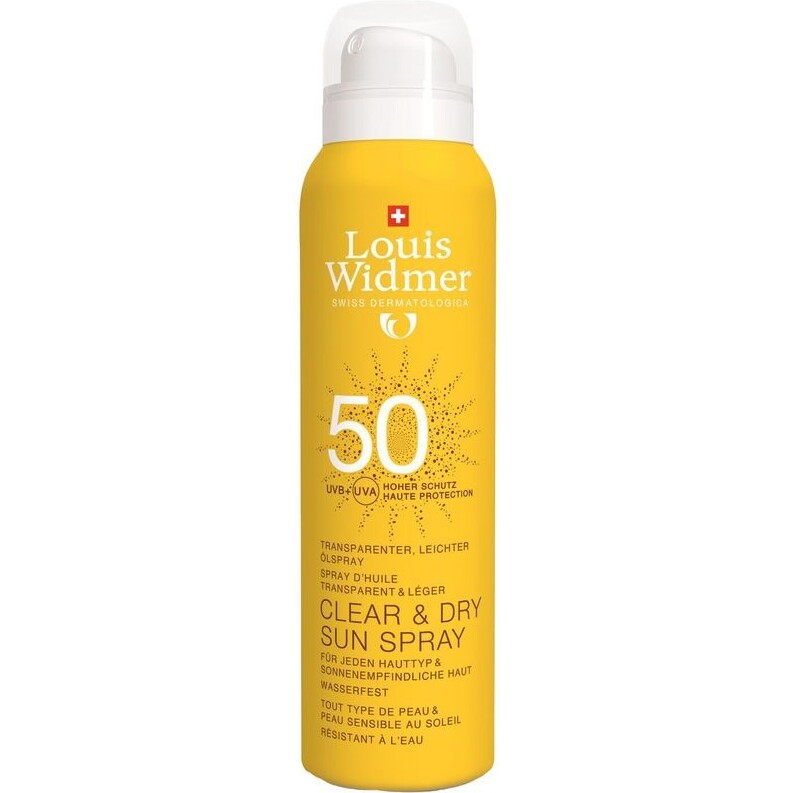 Crème solaire Sun Clear & Dry parfumée indice 50 Widmer - Spray de 200 ml