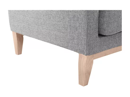 Canapé d'angle droit déhoussable scandinave 4 places en tissu gris clair et bois clair OSLO