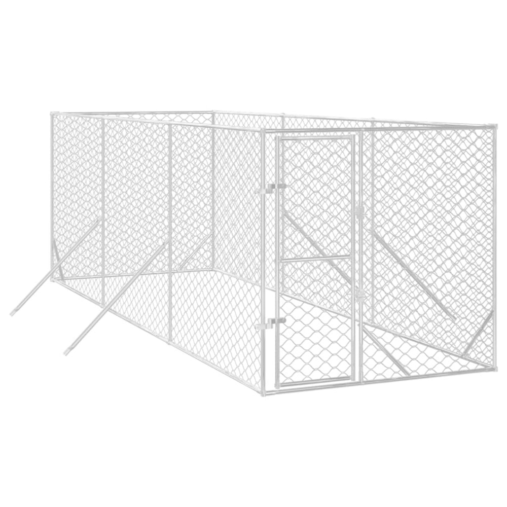 Chenil d'extérieur pour chiens argenté 2x6x2 m acier galvanisé
