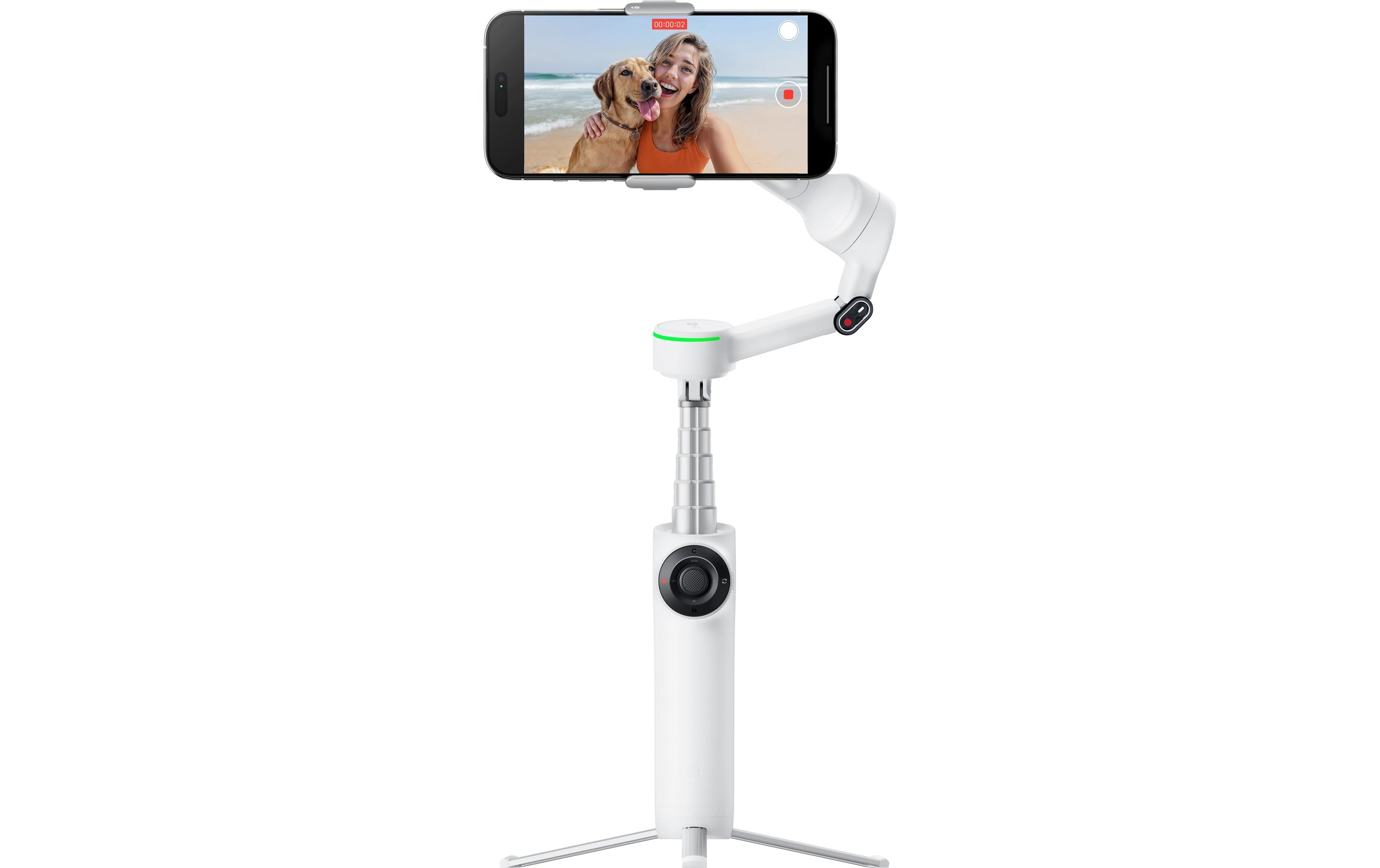 Gimbal Flow 2 Pro Creator-Paket Weiss<br>Ultimativer Kl-Tracking-Stabilisator mit Spotlight, magnetischer Handyhalterung und USB-C-Ladekabel