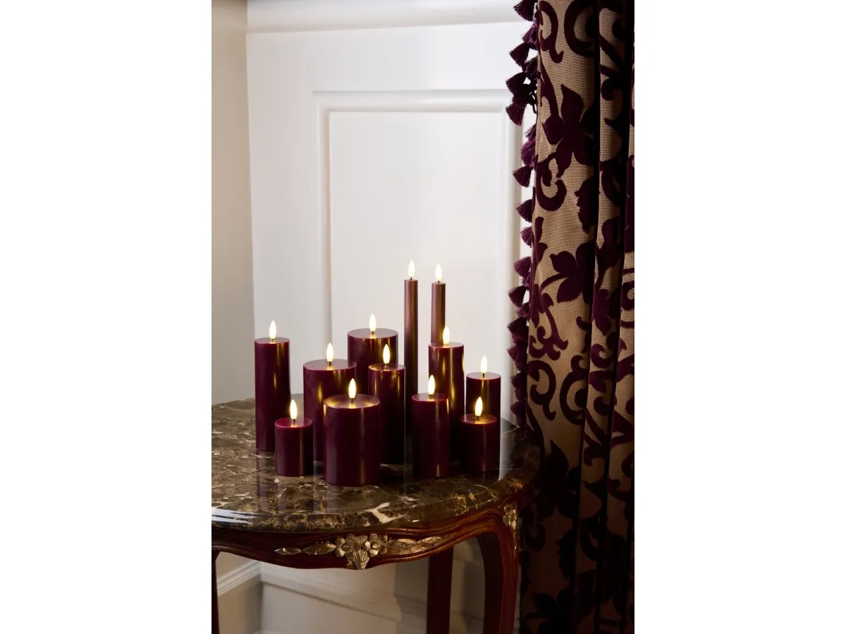 Sirius Sille Genopladelig Bloklyssæt Bordeaux - Ø 5 cm - 3 stk