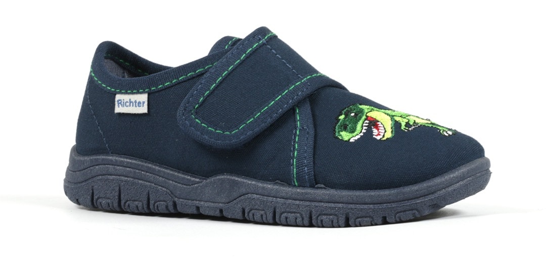 Richter Hausschuh »MAILO«  Klettschuh, Kindergarten Schuh mit Dino-Stickerei