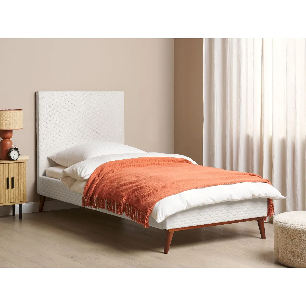 BELIANI Lit BAYONNE 90x200 - Blanc cassé