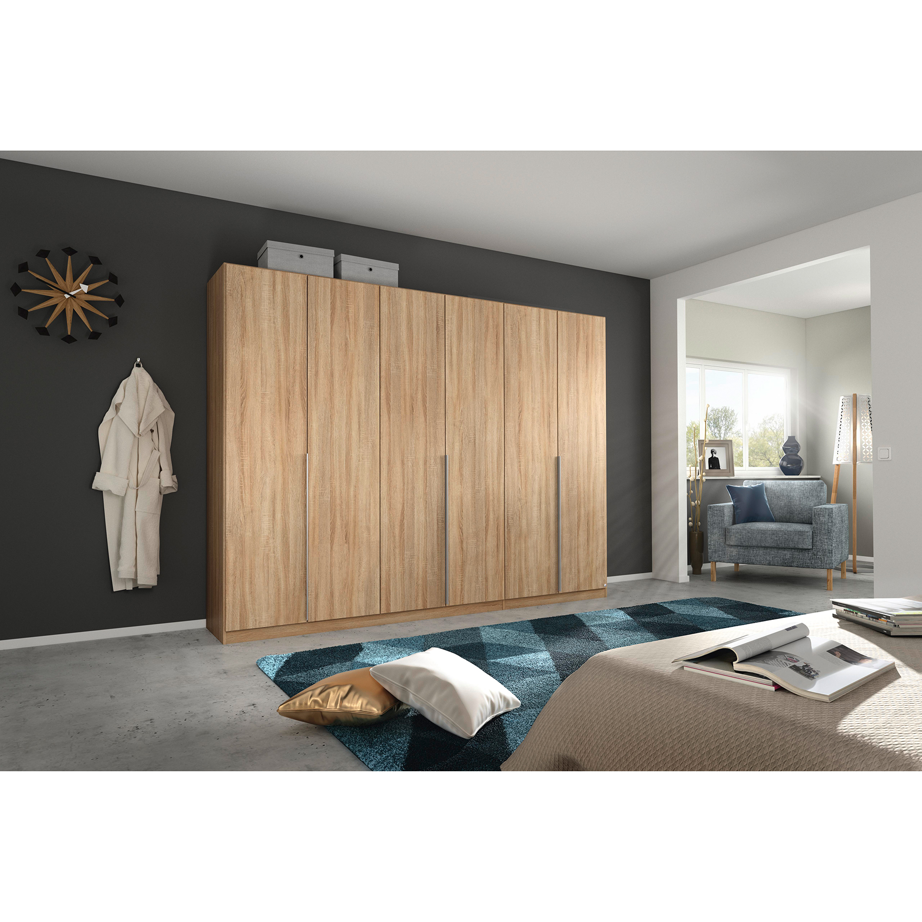 Drehtürenschrank - Sonoma Eiche - 6-türig - 271x210 cm