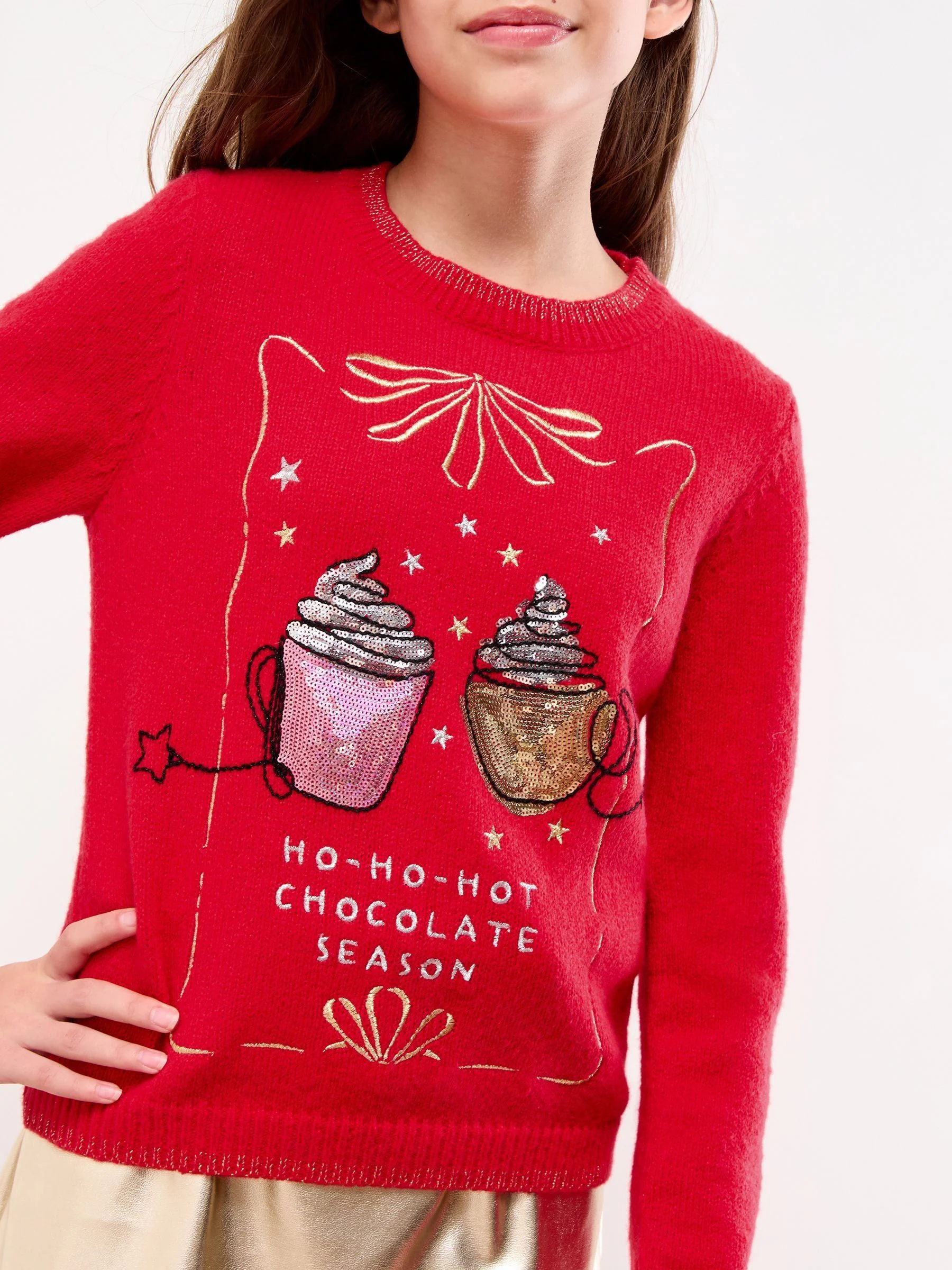 Lipsy Christmas Crew Neck Season Slogan Family Knitted Jumper (5-16yrs)