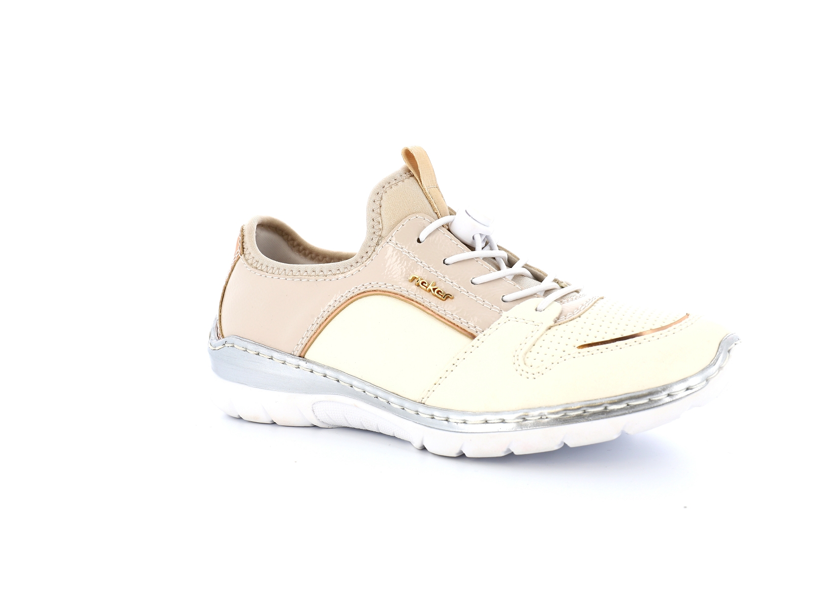 Rieker-L3294 Matières combinées Creme