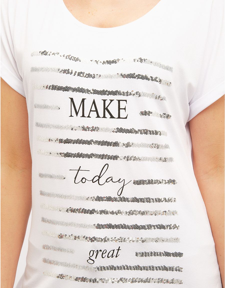 T-shirt blanc sequins