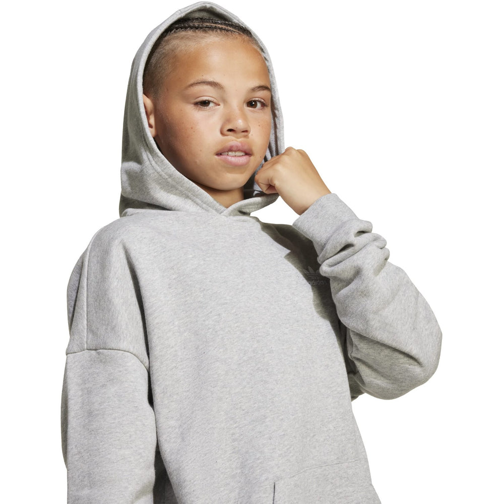 Køb adidas Originals Medium Grey Heather/White Loose Hættetrøje Fl