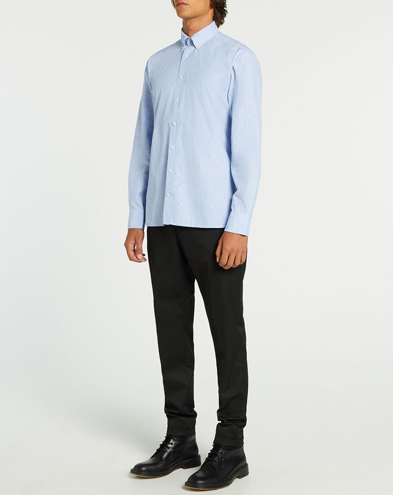 Hackett London Chemise Slim Fit Fil Coupé imprimée bleue