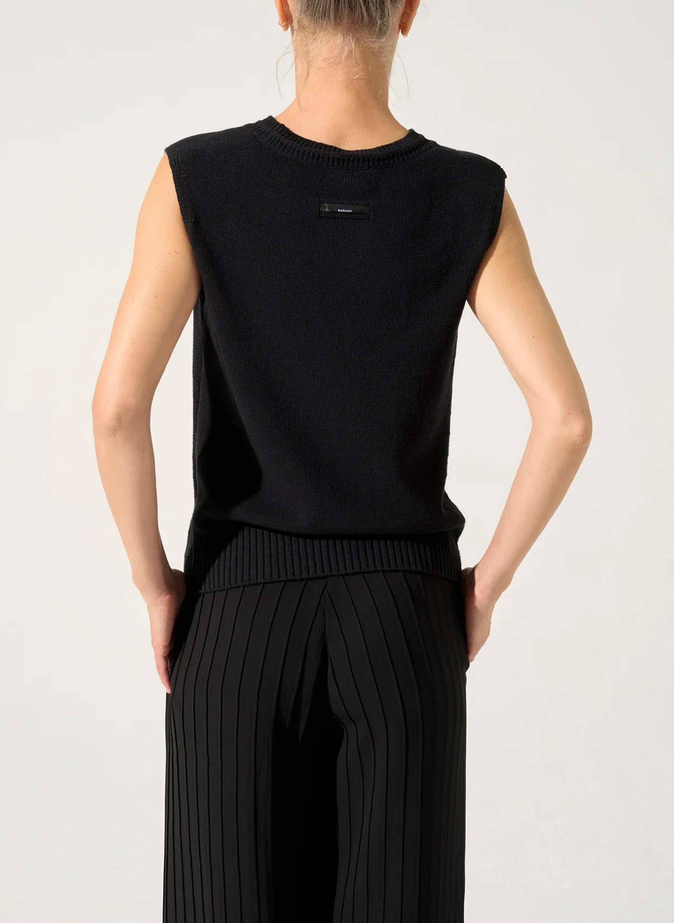 Pull débardeur droit en coton | Noir
